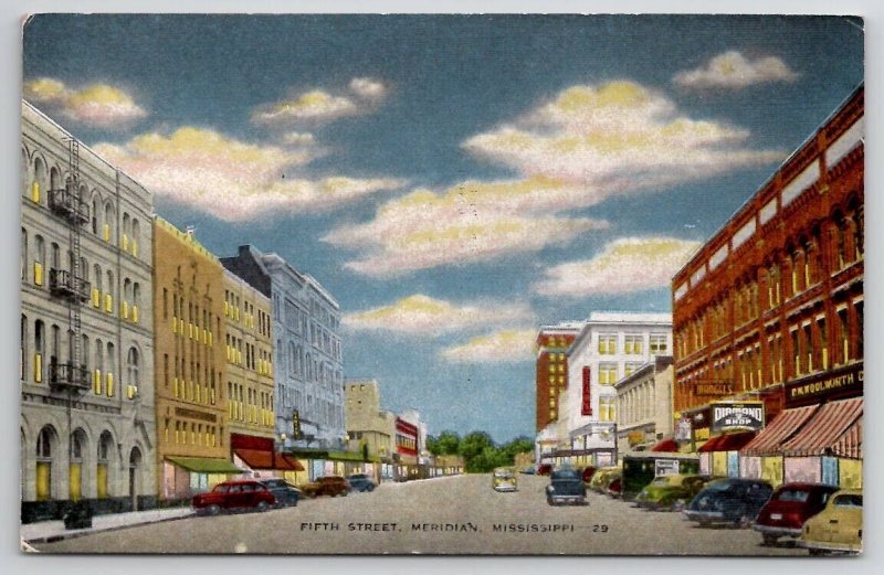 Meridian MS Mississippi Fifth Street Postcard P23
