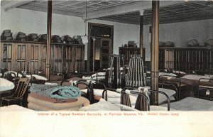 H31/ Fortress Monroe Virginia Postcard c1910 Interior Soldiers Barracks