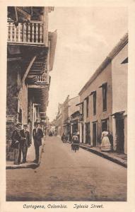 Cartagena Colombia Iglesia Street Scene Historic Bldgs Antique Postcard K23605