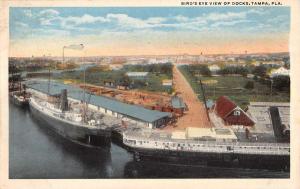 Tampa Florida Docks Steam Ships Birdseye View Antique Postcard K23314 