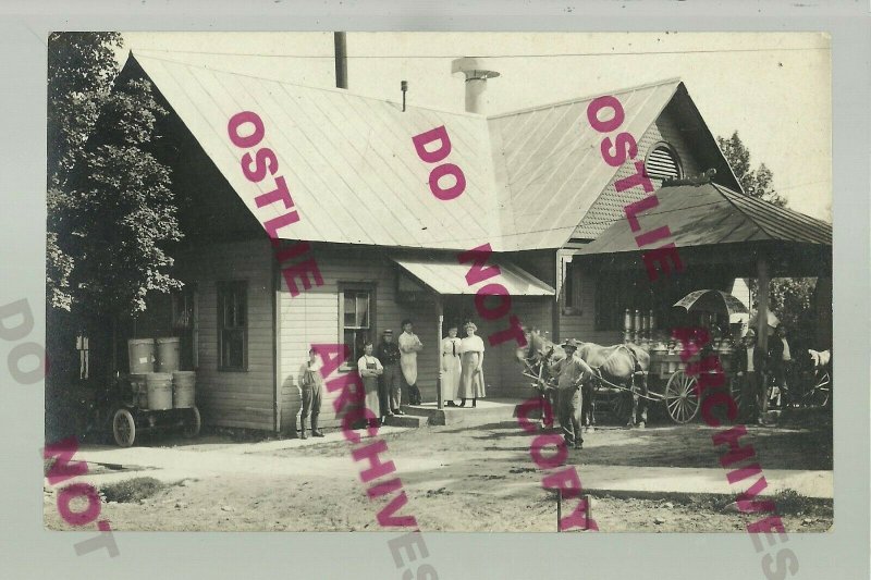 Allegan MICHIGAN RPPC c1910 CREAMERY Dairy MILK DELIVERY WAGON nr Plainwell 