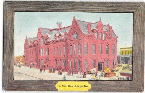 Lincoln, Nebraska B&M DEPOT Railroad Station Orcutt 1910s Vintage Postcard