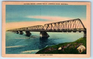 Victoria Bridge MONTREAL Canada Linen 1939 Postcard