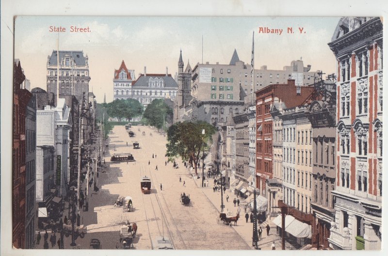 P3023, old postcard state street view albany new york ny