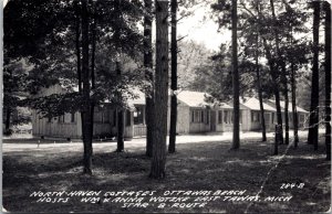 RPPC North haven Cottages, Ottawa Beach East Tawas MI Vintage Postcard F29