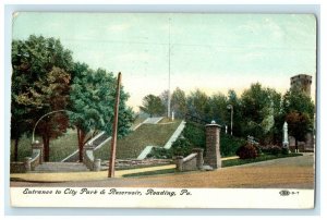 1908 Entrance To City Park Reservoir Reading Pennsylvania PA Antique Postcard 