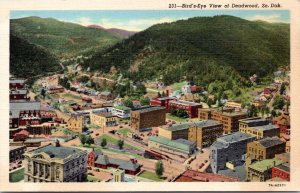 Postcard SD Deadwood bird's eye view