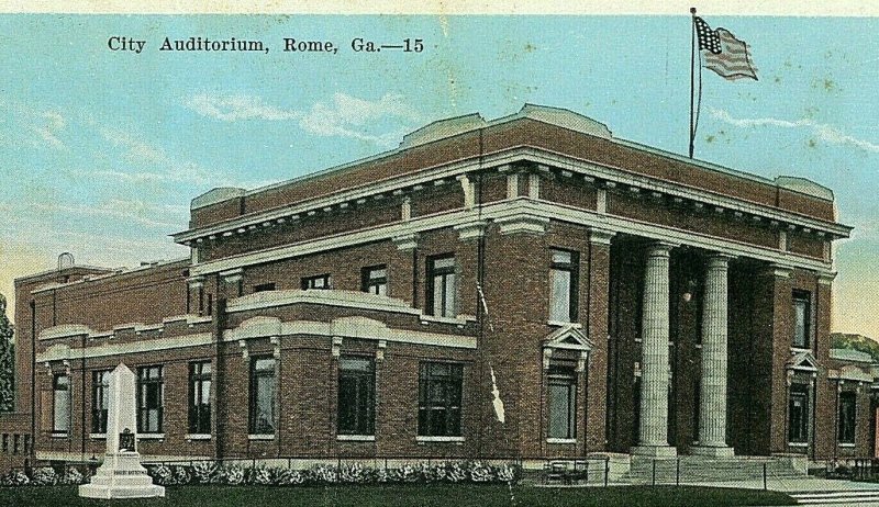 Postcard Early View of City Auditorium in Rome, GA.   .  R2 