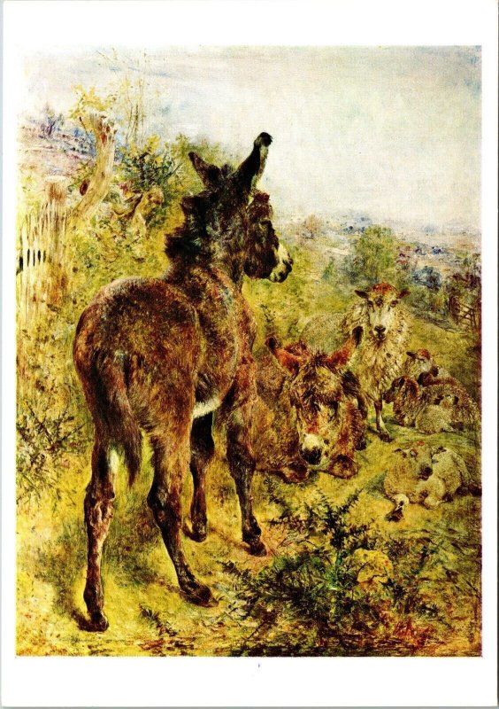 Donkey and Sheep in a Landscape Willian Huggins Oil Wood Tate Gallery Postcard