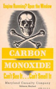Baltimore Maryland Casualty Co PSA Carbon Monoxide Warning  Postcard AA110732