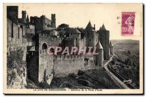 Old Postcard La Cite Carcassonne Defenses Porte d'Aude