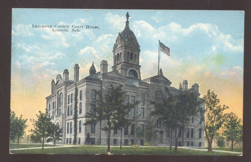 LINCOLN NEBRASKA LANCASTER COUNTY COURT HOUSE VINTAGE POSTCARD 1910