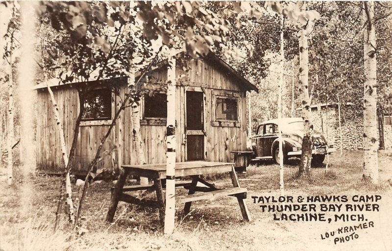 G21/ Lachine Michigan RPPC Postcard c1940s Taylor & Hawks Camp