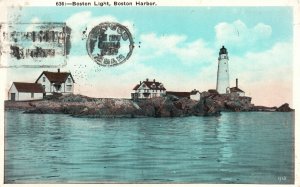 Vintage Postcard 1926 Boston Light Harbor Mass. Massachusetts Pub by New England