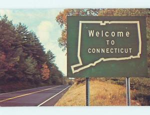 Pre-1980 WELCOME TO CONNECTICUT SIGN state of Connecticut hJ6278