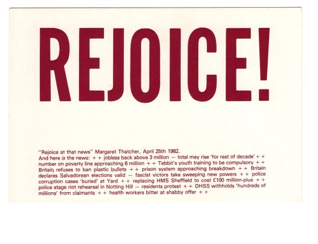 Rejoice at that News, Margaret Thatcher 1982, Careless Talk Costs Lives Series.