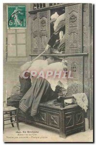 Old Postcard In Brittany Clos bed Around