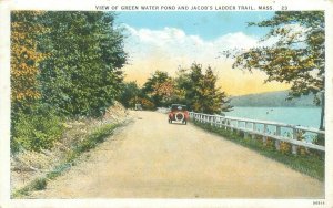 Jacobs Ladder Trail  Massachusetts, Pond, Old Car 1926 WB  Postcard Used