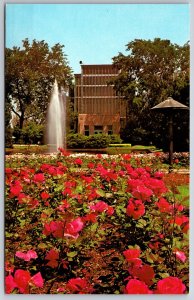 St Louis Missouri~Jewel Box Greenhouse & Fountain @ Forest Park~Vintage Postcard