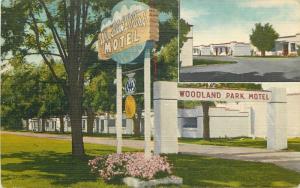 1940s Woodland Park Motel roadside Spokane Washington Thomas postcard 11030