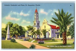 c1940 Roman Catholic Cathedral Exterior Church St. Augustine Florida FL Postcard