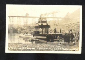 RPPC RIVERBOAT STEAMER PAUL BUNYAN BOAT UNDER REPAIR REAL PHOTO POSTCARD