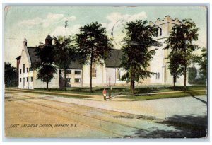 1910 First Unitarian Church Street View Buffalo New York NY Antique Postcard