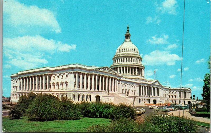 United States Capitol Washington DC Old Cars Blue Sky Postcard UNP VTG Unused