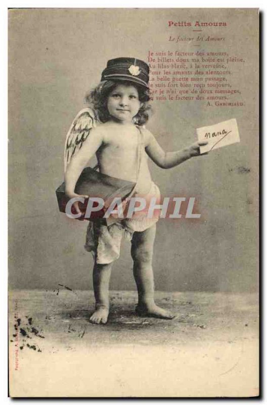 Old Postcard Fun Children Ange loves Small Factor loves