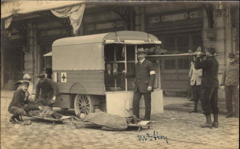 Lyon France WWI Ambulance Life Saving Real Photo Postcard GREAT IMAGE #1