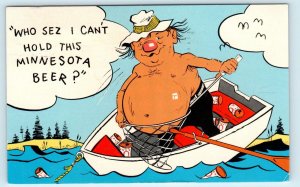 MINNESOTA FISHING Comic : Who Says I Can't Hold This MINNESOTA BEER?  Postcard