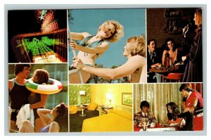 Vintage 1970's Advertising Americana Photo Collage Postcard Holiday Inn