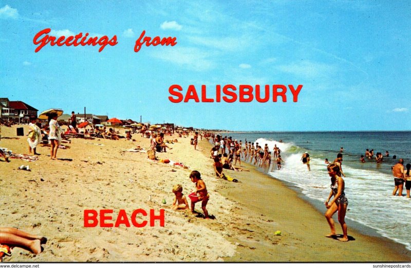 Massachusetts Salisbury Beach Greetings Showing Sunbathers