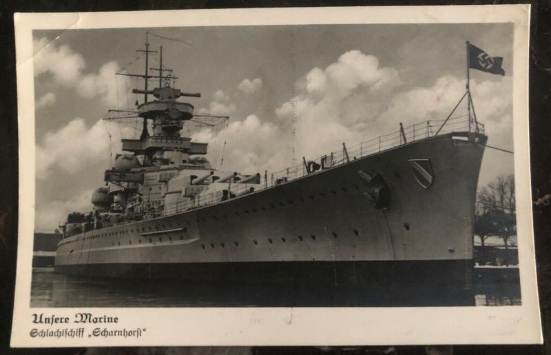 Mint Germany RPPC Real Picture Postcard Battle Ship Scharnhorst Kriegsmarine