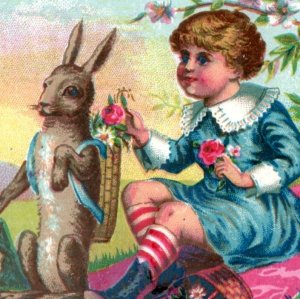 1880s Victorian Trade Cards Friendly Brown Rabbit & Children Lot Of 4 F131