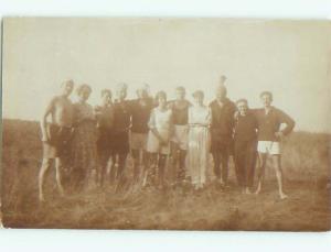 Old rppc GROUP OF PEOPLE Great Postcard AB1324