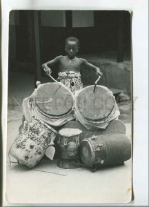 480889 Africa Ghana boy drummer in national dress photo Halifax Old postcard
