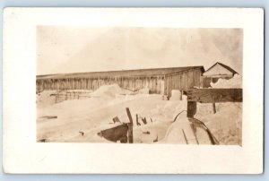 McAllaster Kansas KS Postcard RPPC Photo Ghost Town Winter Scene 1914 Antique
