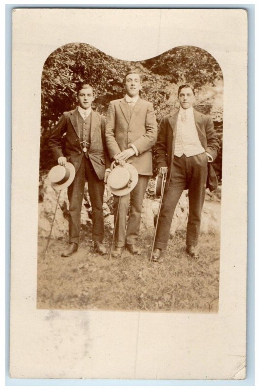 1912 Boys Hat Somerset England United Kingdom RPPC Photo Antique Postcard