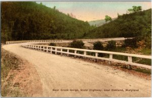 Bear Creek Gorge State Highway Oakland MD Hand Colored c1930 Vtg Postcard D80