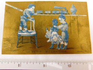 1870's-80s Lovely Kids With Full Toy Tray & Giant Doll Dando, PA Trade Card F47
