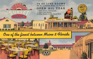 Portsmouth Virginia Sunset Manor Motel and Restaurant Vintage Postcard AA56418