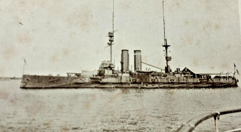 British UK Royal Navy HMS Britannia WWI Battleship RPPC c.1910s Postcard