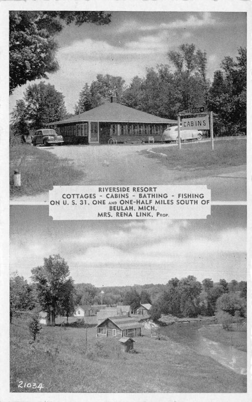 Beulah Michigan Riverside Resort Vintage Postcard AA65422