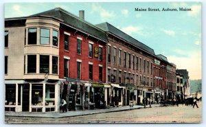 2 Postcards AUBURN, Maine ME ~ COURT STREET & MAINE STREET Scenes 1910s