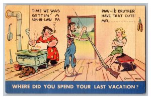 Vintage Comic Postcard Where Did You Spend Your Last Vacation? Hillbillies