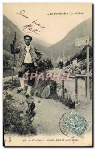 Postcard Old Mountaineering Guide Cauterets in the mountains