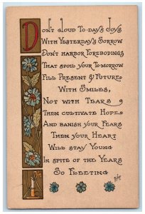 c1910's Raymond Howe Motto Flowers Candle Arts Crafts Unposted Antique Postcard