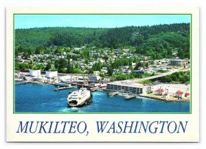 Mukilteo Washington Continental Aerial View Postcard