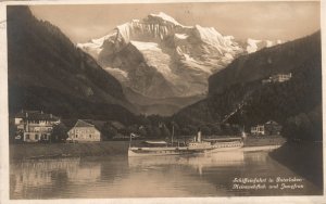 Vintage Postcard 1911 Schiffeinfahrt Interlaken Heimwehfluh Jungfrau Switzerland